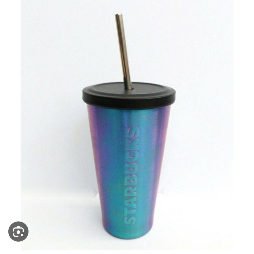STARBUCKS Iridescent Purple Blue Cold Cup Stainless Steel Tumbler 16 oz